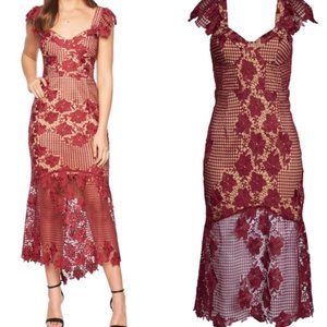 Bardot Burgundy Lace Midi Dress